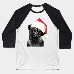 Christmas Black Pug Baseball T-Shirt